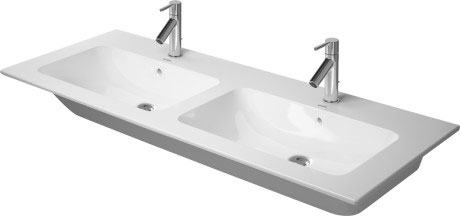 Раковина двойная Duravit Me by Starck 2336130030 с тремя отверстиями под смеситель, с переливом, белая