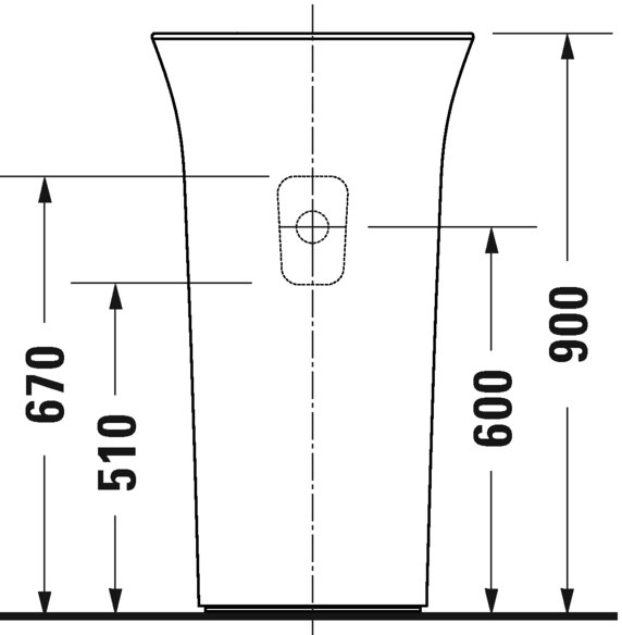 Отдельно стоящая раковина Duravit White Tulip 2702500070 Ø500 мм, без отверстия под смеситель, пристенный вариант, белая