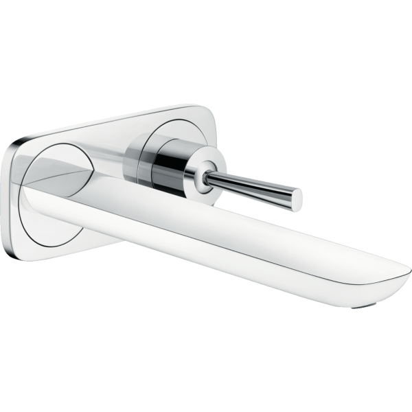 Смеситель для раковины настенный Hansgrohe PuraVida 15085400 с длинным изливом белый/хром