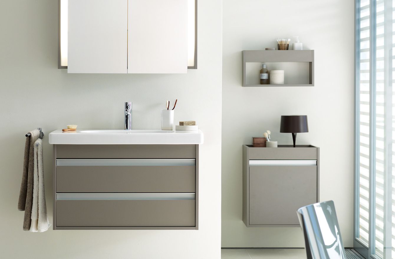 Тумба подвесная под раковину Duravit Ketho 6641 49 с двумя выдвижными ящиками, графит матовый