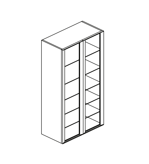 Шкаф высокий подвесной BMT BLEUS 4.0 971 302 HTC 01 288   700х1701х250 мм  с 2 дверцами, с 5 полками, цвет Burnt Walnut