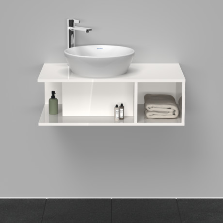 Тумба подвесная под раковину DURAVIT D-Neo DE491802222 800 мм х 480 мм, с консолью, с открытой полкой справа, белый глянцевый