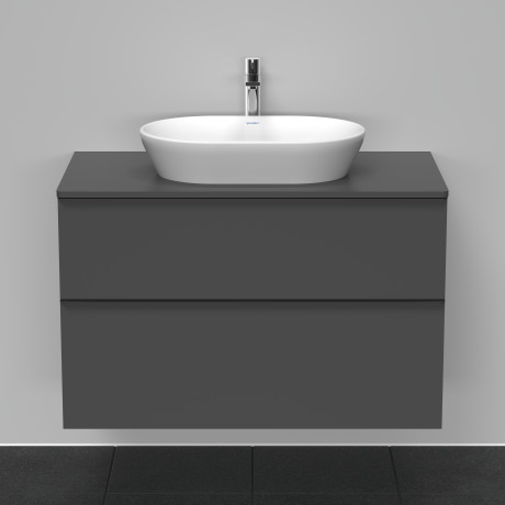 Тумба подвесная под раковину DURAVIT D-Neo DE496804949 550 мм х 1000 мм, с двумя выдвижными ящиками и консолью, графит матовый