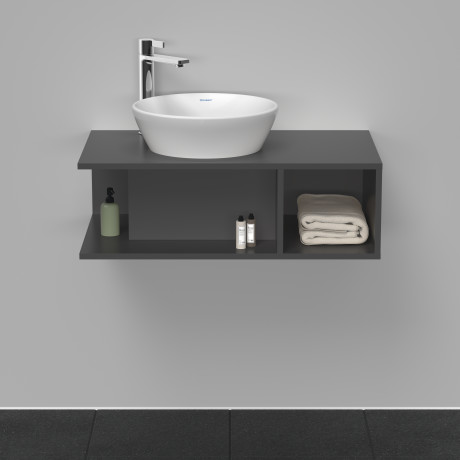 Тумба подвесная под раковину DURAVIT D-Neo DE491804949 800 мм х 480 мм, с консолью, с открытой полкой справа, графит матовый