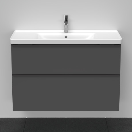 Тумба подвесная под раковину DURAVIT D-Neo DE435604949 984 мм х 452 мм, с выдвижным ящиком и выдвижным отделением, графит матовый