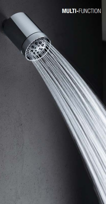 Настенный верхний душ с держателем ALMAR Beam Multijet E044286.MB 100 мм, с круглым и квадратным отражателями, цвет Чёрный матовый