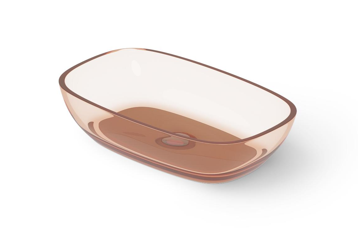 Раковина накладная DEA DESIGN  Countertop basin   DD9079 600 R9     600х360хh140 мм,  из полимера Glasstech, д/клапан хром, цвет коричнево-медный  Brown Copper R9