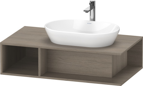 Тумба подвесная под раковину справа DURAVIT D-Neo DE495903535 1000 мм х 550 мм, с открытой боковой полкой слева и консолью, дуб терра