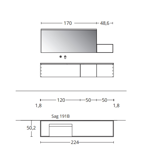 Комплект мебели BMT IKON IK-01 2240 мм, с тумбой, раковиной и зеркалом, цвет Termocotto Walnut/Белый матовый