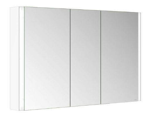 Зеркальный шкаф с подсветкой и подогревом для настенного монтажа KEUCO Somaris 14504 513101 127 мм х 1200 мм х 710 мм, с 3 поворотными дверцами, цвет корпуса Белый матовый