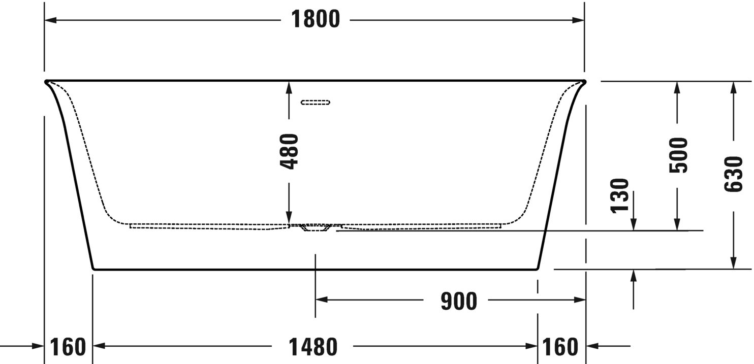 Отдельно стоящая ванна Duravit White Tulip 700469000000000 1800 мм х 900 мм, c двумя наклонами для спины, с бесшовной панелью и рамой, белая