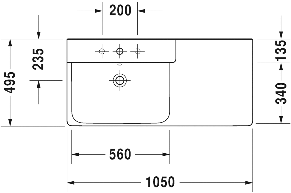 Раковина подвесная Duravit P3 comforts 2333100000 105х50смРаковина подвесная Duravit P3 comforts 2333100000 105х50см (изделие снято с производства)