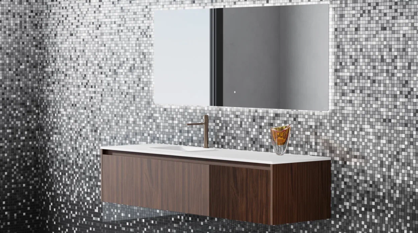Зеркало с LED - подсветкой и подогревом SALINI OMBRA 27M021870BH 700х1800х25мм, с сенсорным включателем, цвет Серый