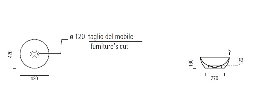 Раковина накладная GSI PURA 885115 420 мм х 420 мм, без отверстия для смесителя, без перелива, цвет Ghiaccio Matte