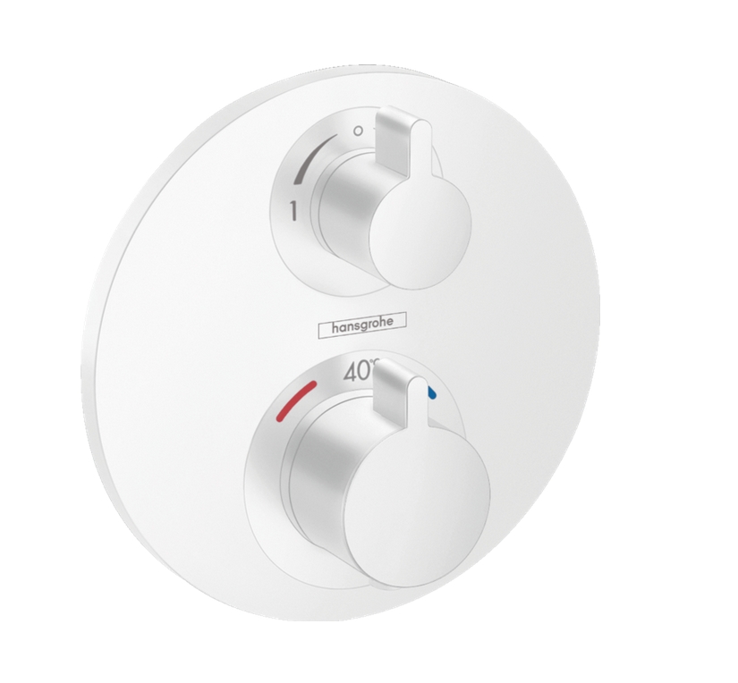 Круглая наружная часть термостата Hansgrohe Ecostat S 15758700 2 потребителя, Цвет белый матовый