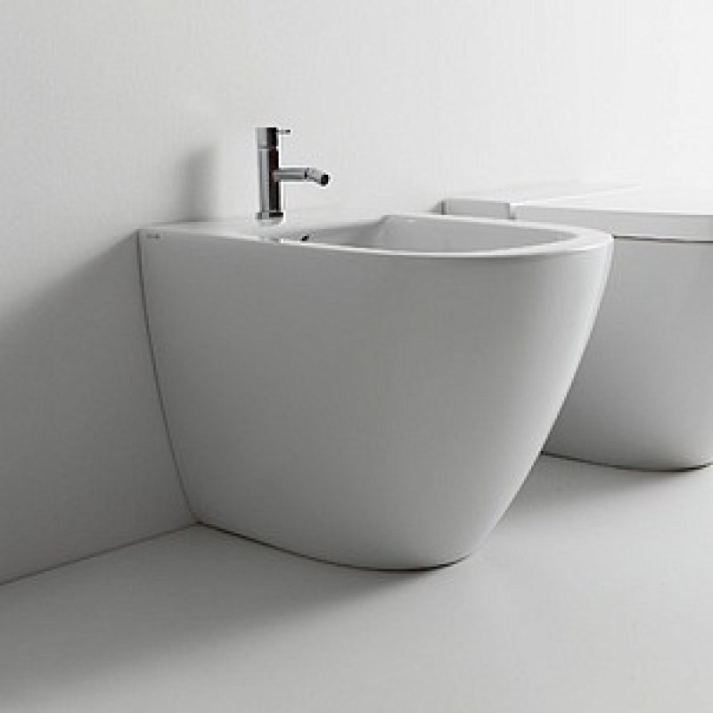 Биде напольное GLOBO STOCKHOLM LA010BI 370 мм х 510 мм, с отверстием под смеситель, с креплением, белый глянцевый