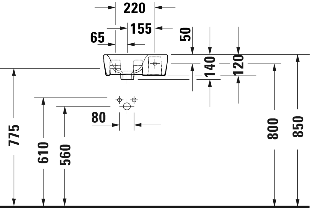 Раковина подвесная DURAVIT Duravit No.1 07453600412 220 мм х 360 мм, без перелива, с отверстием под смеситель справа, белая