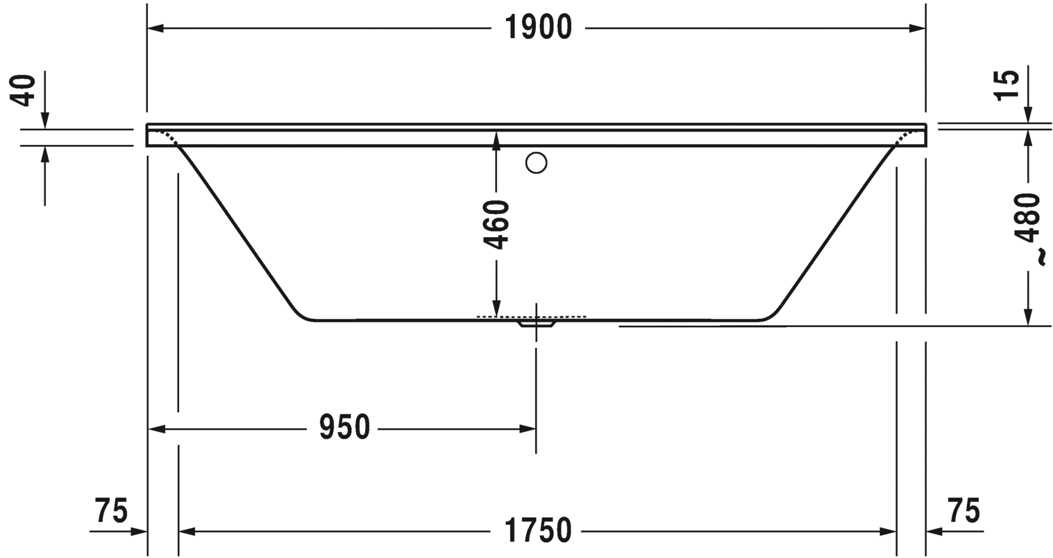 Акриловая ванна Duravit P3 Comforts 700378000000000 1900 х 900 c двумя наклонами для спины, встраиваемая или с панелями, белая (изделие снято с производства)