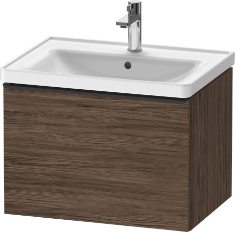Тумба подвесная под раковину DURAVIT D-Neo DE425402121 634 мм х 452 мм, с одним выдвижным ящиком, орех тёмный