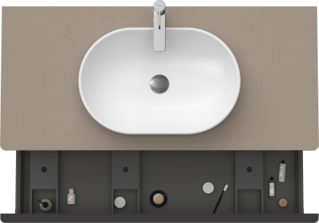 Тумба подвесная под раковину DURAVIT D-Neo DE494907575 1200 мм х 550 мм, с 1 выдвижным ящиком и консолью, лён