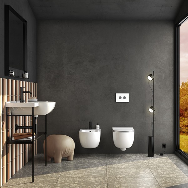 Биде подвесное GLOBO MODE MES09BI 340 мм х 530 мм, с отверстием под смеситель, с креплением, белый глянцевый