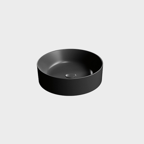 Раковина накладная круглая GSI KUBE X 942726 450 мм х 450 мм, без отверстия под смеситель, Чёрный матовый Ardesia