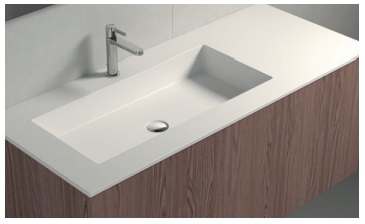 Раковина со столешницей BMT GALAXY 807 811 140 01.4 XE  1400х10х504 мм, без отверстия под смеситель, без перелива, Fenix London Grey