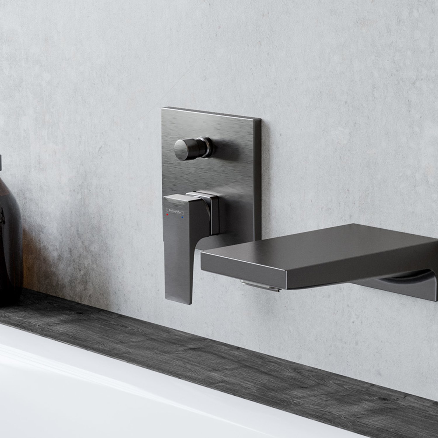 Наружная часть смесителя для ванны HANSGROHE METROPOL 32546340 с переключателем, цвет Чёрный шлифованный хром