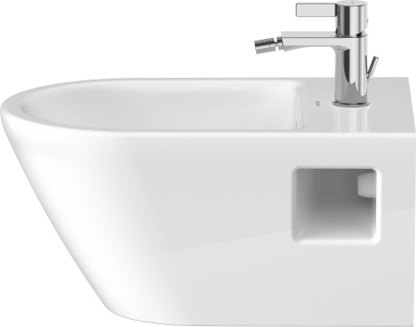 Подвесное биде Duravit D-Neo 2295150000 370 мм х 540 мм, c отверстием под смеситель, с переливом, с креплением, белое