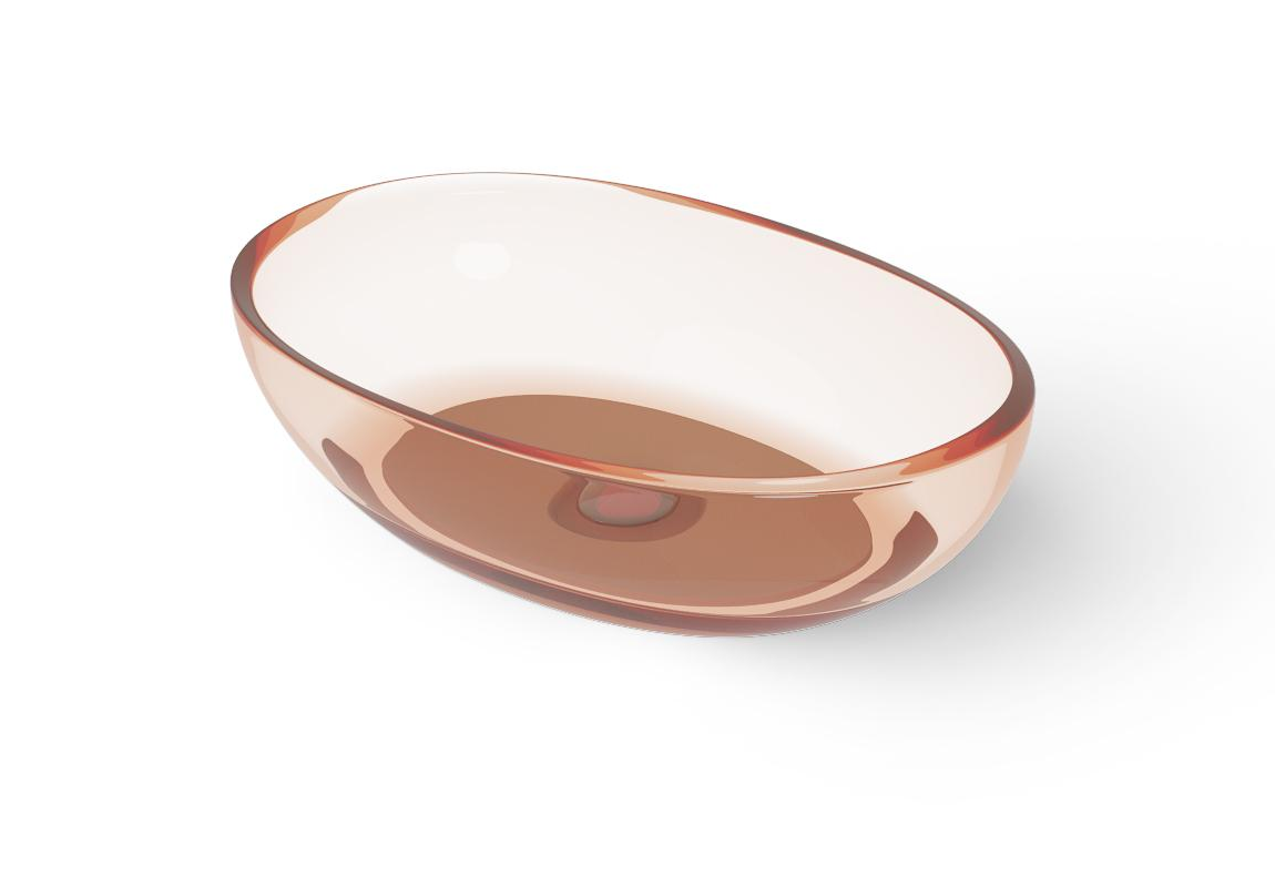 Раковина накладная  DEA DESIGN  Countertop basin  DD9077 600 R9 600х400хh145/155 мм, из полимера Glasstech, д/клапан хром, цвет Brown Copper R9