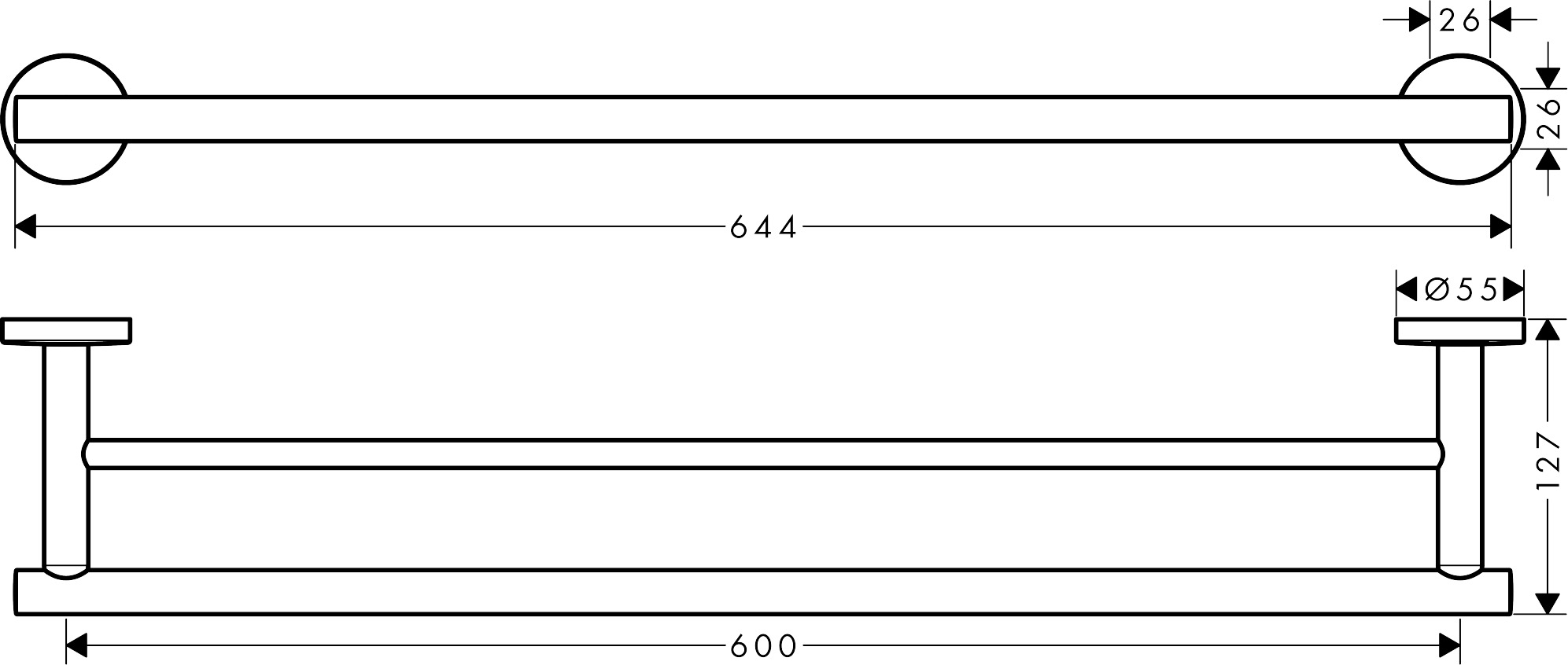 Двойной полотенцедержатель для банных полотенец HANSGROHE LOGIS UNIVERSAL 41712000 цвет Хром