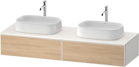 Тумба подвесная под две раковины DURAVIT ZENCHA ZE4815B30840000 550 мм х 1600 мм х 281 мм, с 2 выдвижными ящиками, натуральный дуб/белый суперматовый