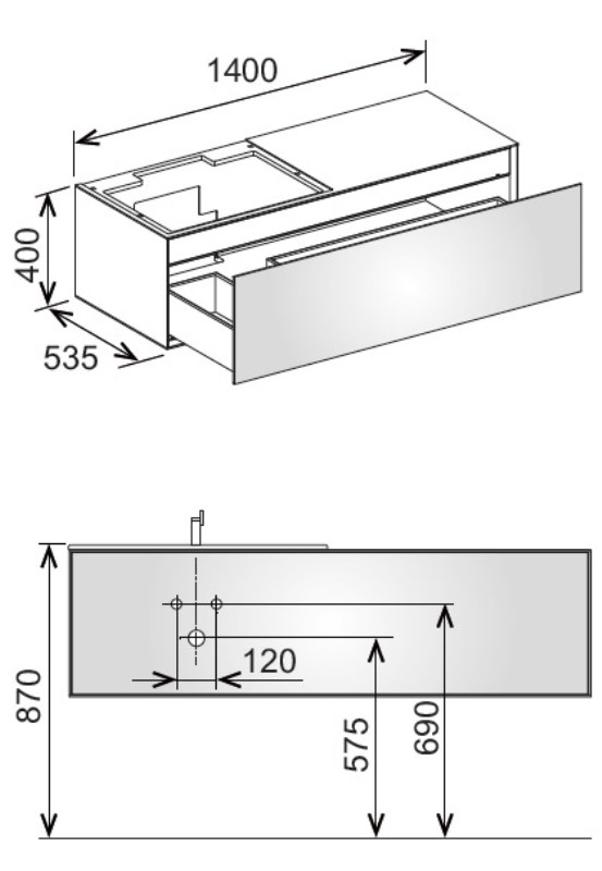 Тумба под раковину Keuco Edition Lignatur 33342 701111 1400x400x535 мм фасад дуб, корпус дуб