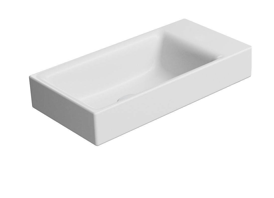 Раковина накладная/подвесная GSI NUBES 9637009 500 мм х 250 мм, с отверстием под смеситель, с переливом, белая матовая