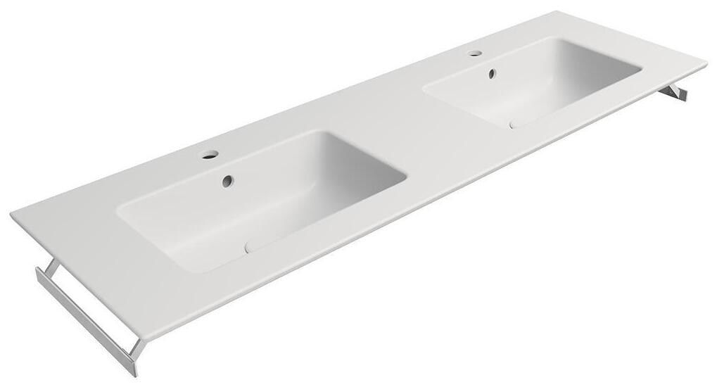 Раковина накладная/подвесная GSI PURA 8889109 1420 мм × 460 мм, с отверстием под смеситель, с переливом, без крепежа, цвет Белый матовый