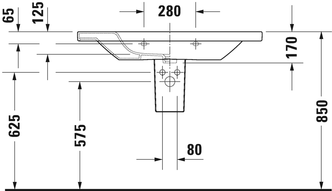 Раковина встраиваемая сверху Duravit DuraStyle 23201000001 с отверстием под смеситель, с переливом, с покрытием WonderGliss, белая