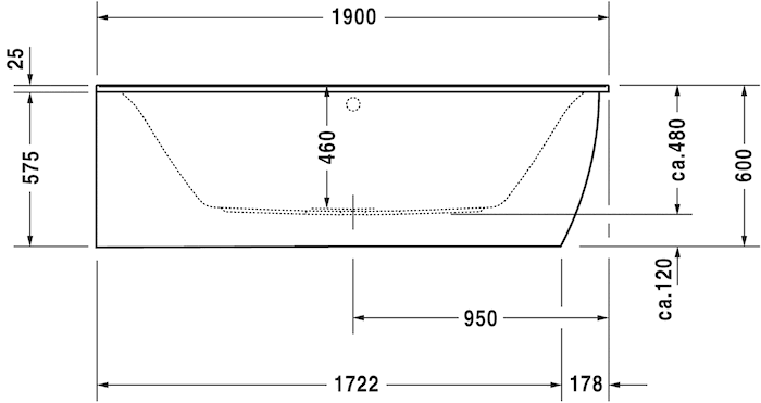 Акриловая угловая ванна Duravit Darling New 700246000000000 1900 х 900