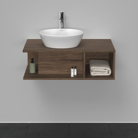 Тумба подвесная под раковину DURAVIT D-Neo DE492802121 800 мм х 550 мм, с консолью, с открытой полкой справа, орех тёмный