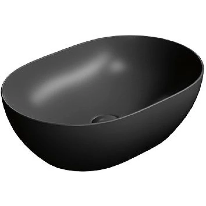 Раковина-чаша накладная овальная GSI PURA 886026 500 мм х 350 мм, без отверстия под смеситель, цвет Чёрный матовый Ardesia