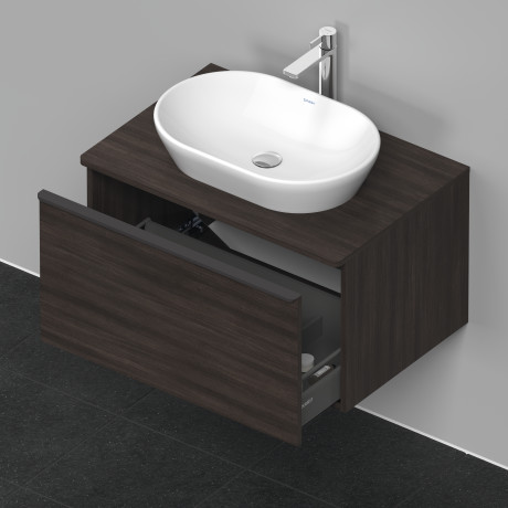Тумба подвесная под раковину DURAVIT D-Neo DE494705353 800 мм х 550 мм, с консолью, с одним выдвижным ящиком, каштан тёмный