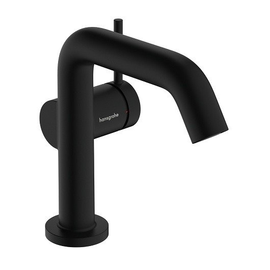 Однорычажный смеситель для раковины Hansgrohe Tecturis S 73320670 со сливным гарнитуром Push-Open, цвет Чёрный матовый