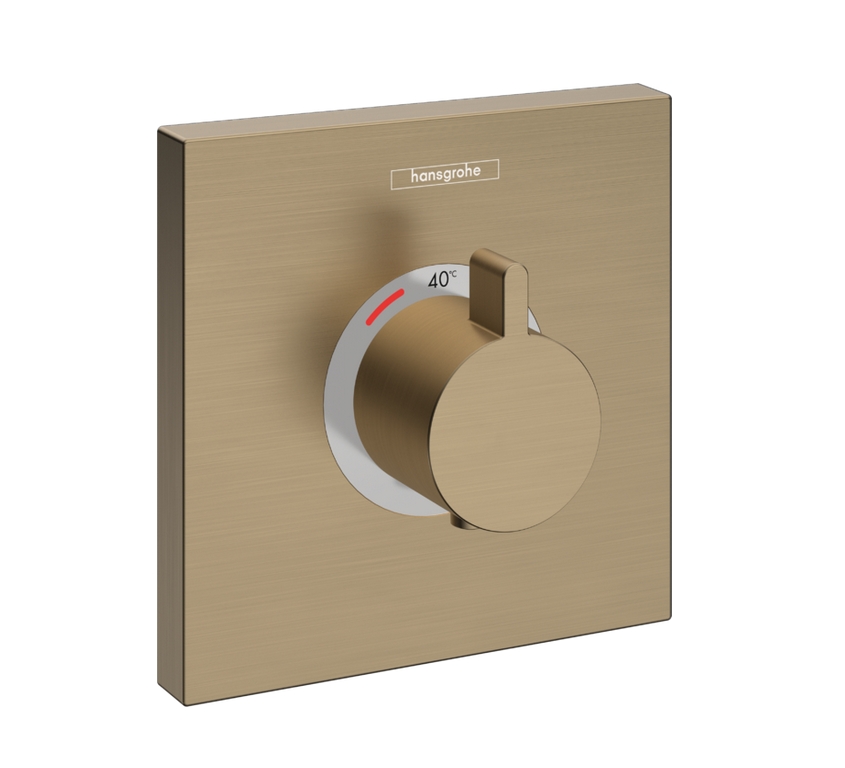 Квадратная наружная часть термостата Hansgrohe Shower Select Highflow 15760140 Цвет шлифованная бронза