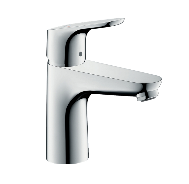 Однорычажный смеситель для раковины HANSGROHE Focus 31621000 100 мм, с CoolStart, с донным клапаном, цвет Хром