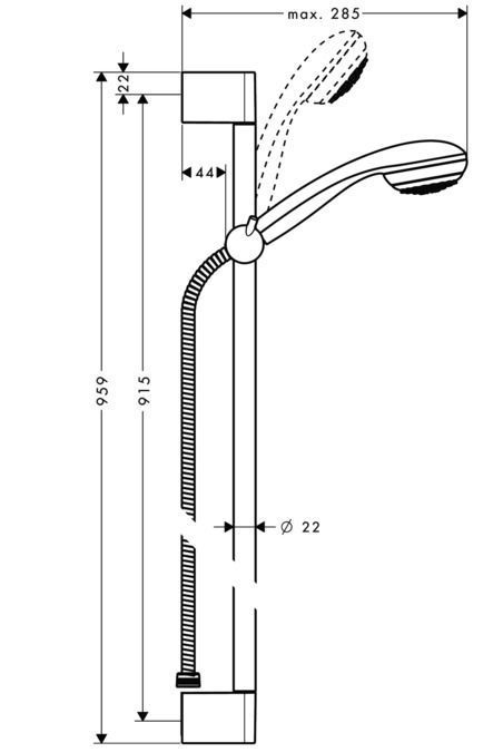 Душевой гарнитур со штангой 90 см Hansgrohe Crometta 85 27651000 Хром