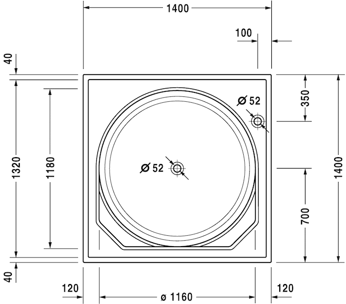 Акриловая встраиваемая ванна Duravit Blue Moon 700143000000000 1400 х 1400