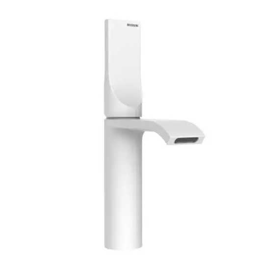 Однорычажный смеситель для раковины BOSSINI Apice E89603.045 249 мм, с донным клапаном, белый матовый (изделие снято с производства)