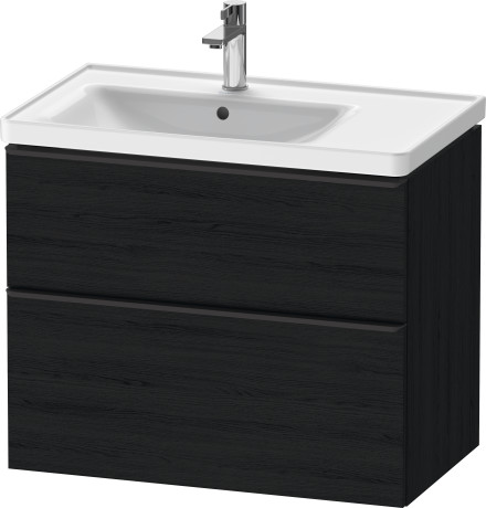 Тумба подвесная под раковину DURAVIT D-Neo DE435701616 784 мм х 452 мм, с выдвижным ящиком и выдвижным отделением, чёрный дуб