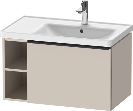 Тумба подвесная под раковину DURAVIT D-Neo DE425709191 784 мм х 452 мм, с выдвижным ящиком и открытой боковой полкой, серо-коричневый матовый