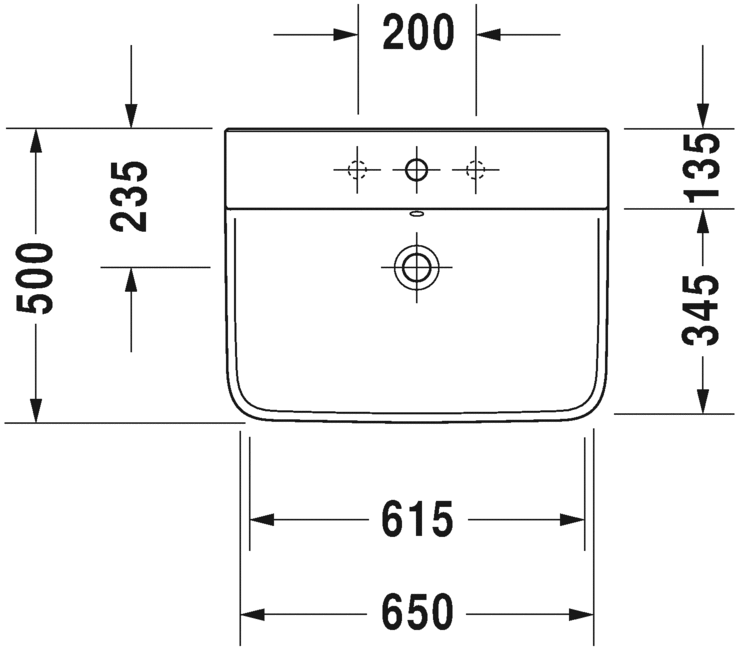 Раковина подвесная Duravit P3 comforts 2331650000 65х50см (изделие снято с производства)