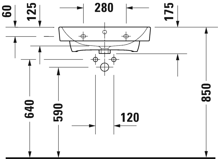 Раковина встраиваемая сверху/подвесная DURAVIT Duravit No.1 2375600000 460 мм х 600 мм, с переливом, с отверстием под смеситель, белая